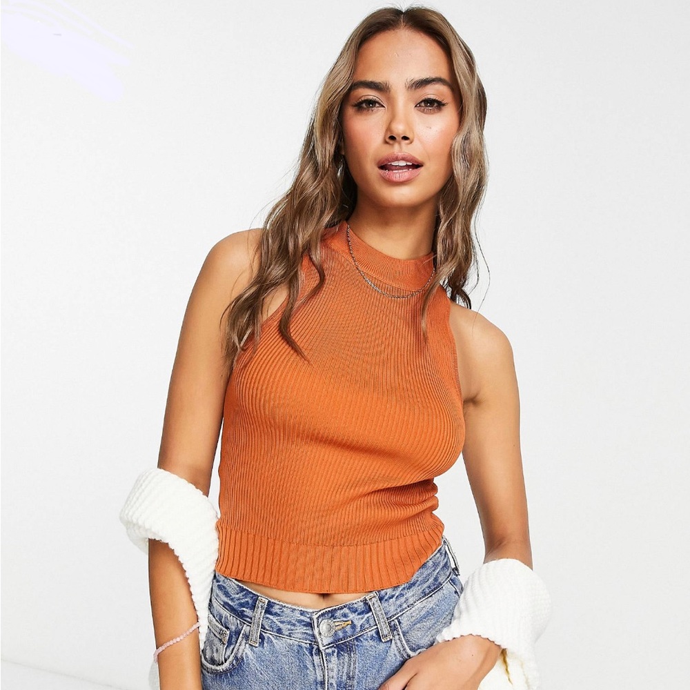 ASOS Design knitted racer tank top with hem detail